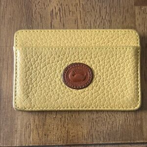 Dooney & Bourke Cream Leather Card Holder with Brown Logo